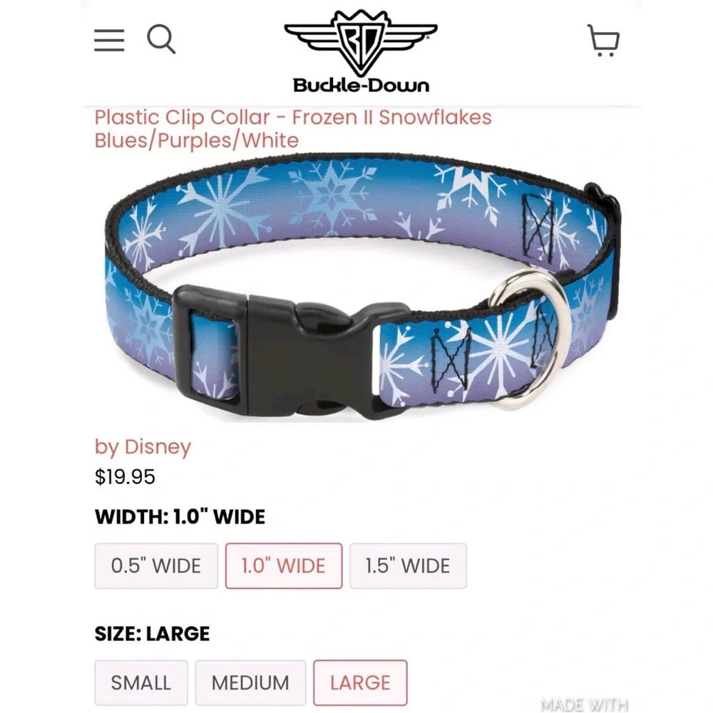 2/$20 NEW DISNEY Frozen II Dog Pet Collar Adjustable LARGE 15” - 26” Neck Size